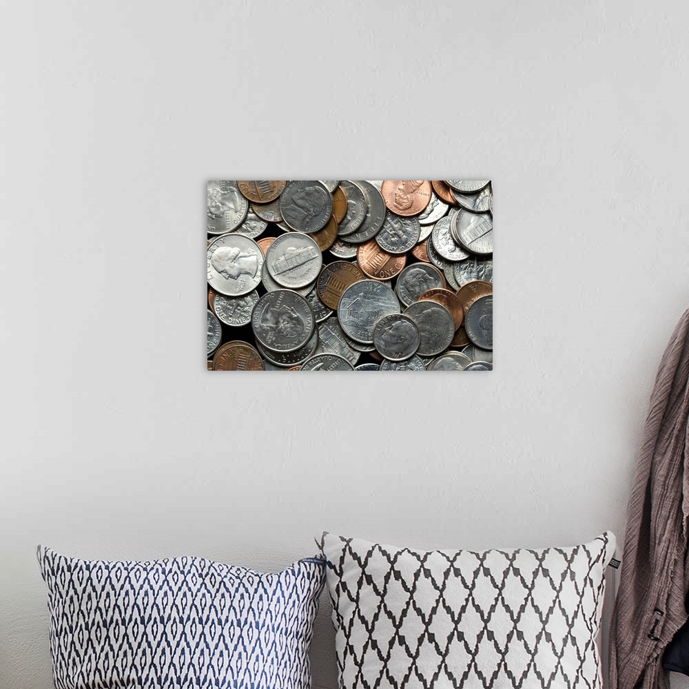 A bohemian room featuring Pile of coins