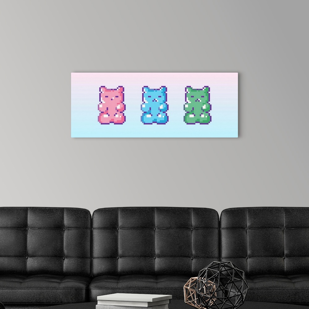 A modern room featuring Pink, Blue, Green Pixel Marmalade Gummy Bears