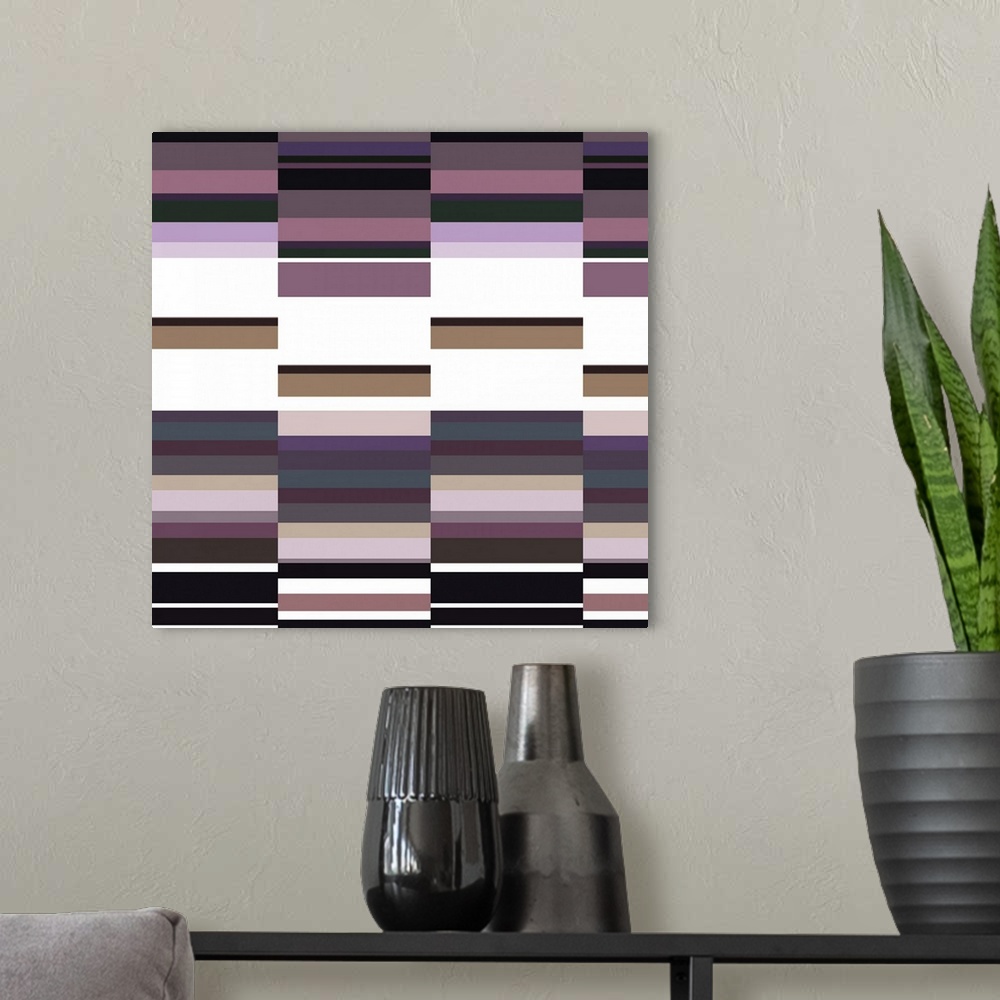 A modern room featuring Pink, Blue, Purple and Black Checkered Abstract
