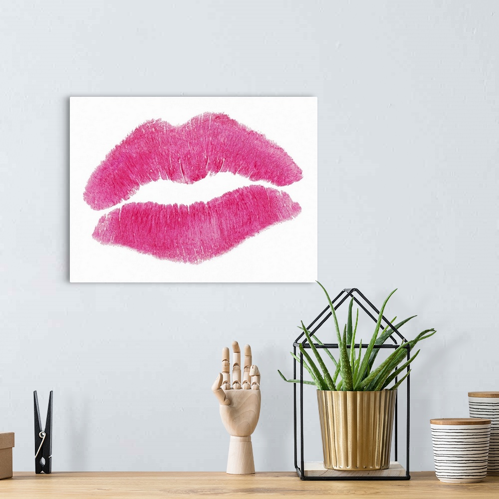A bohemian room featuring Hot Pink Lipstick Kiss on white background