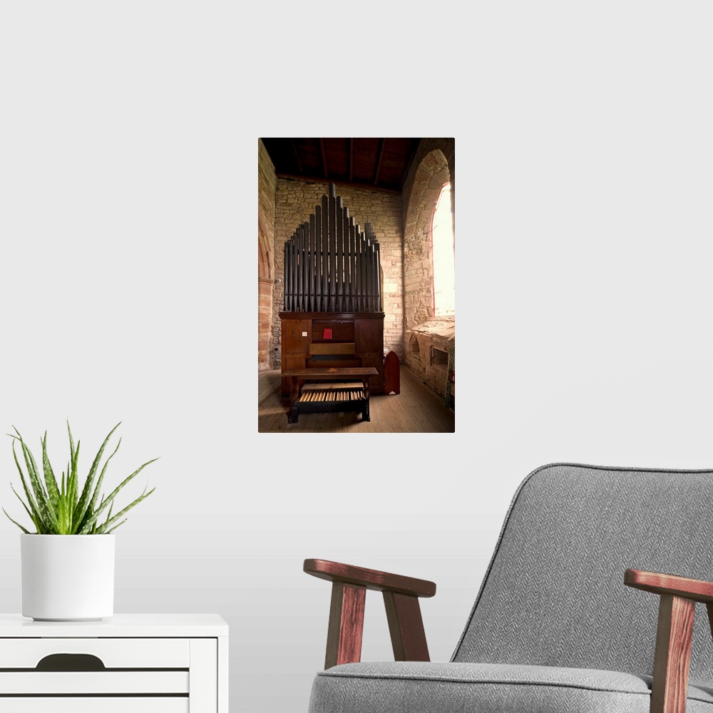 A modern room featuring Pipe organ, church, Holy Island, Bewick, England