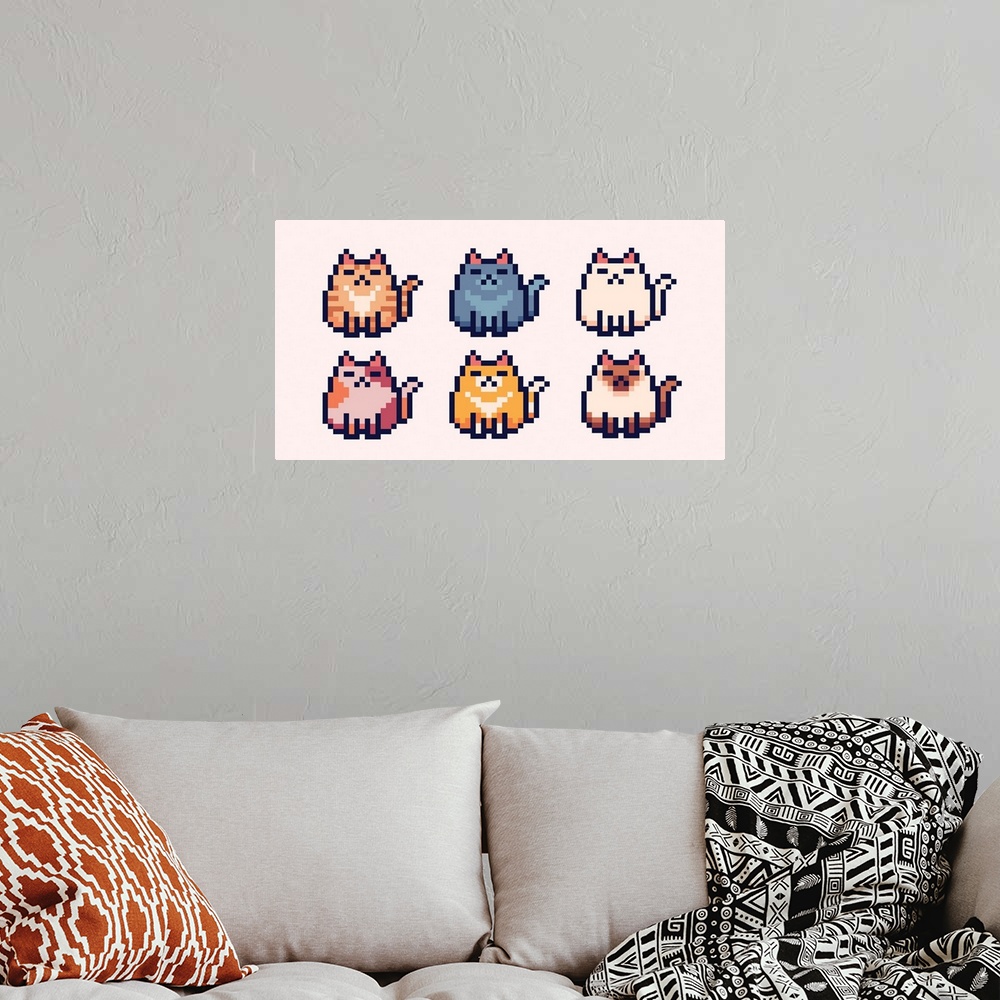 A bohemian room featuring Pixel Cats