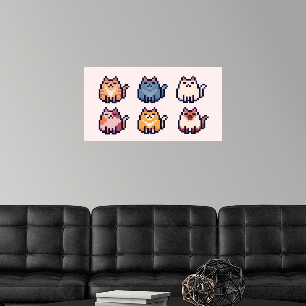 A modern room featuring Pixel Cats