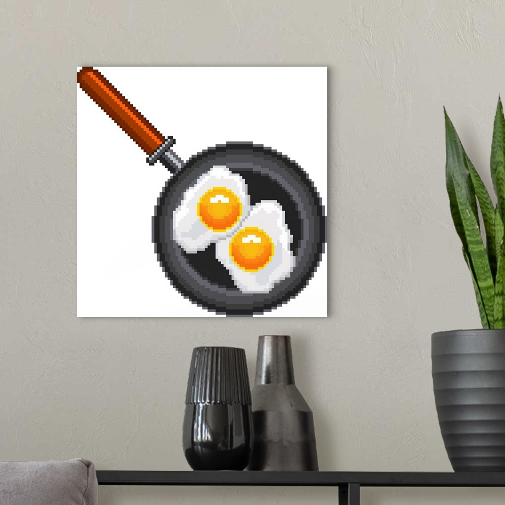 A modern room featuring Pixel Fried Eggs