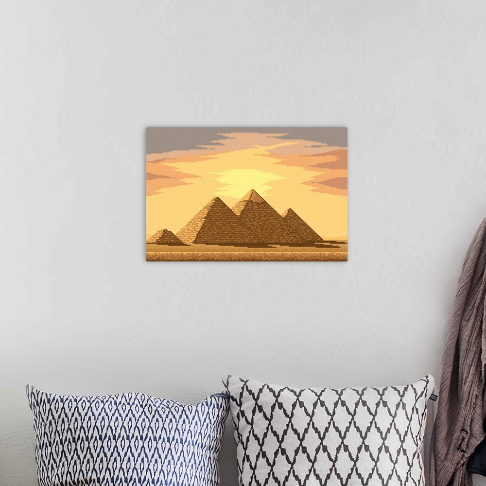 A bohemian room featuring Pixel Giza Pyramids In Egypt