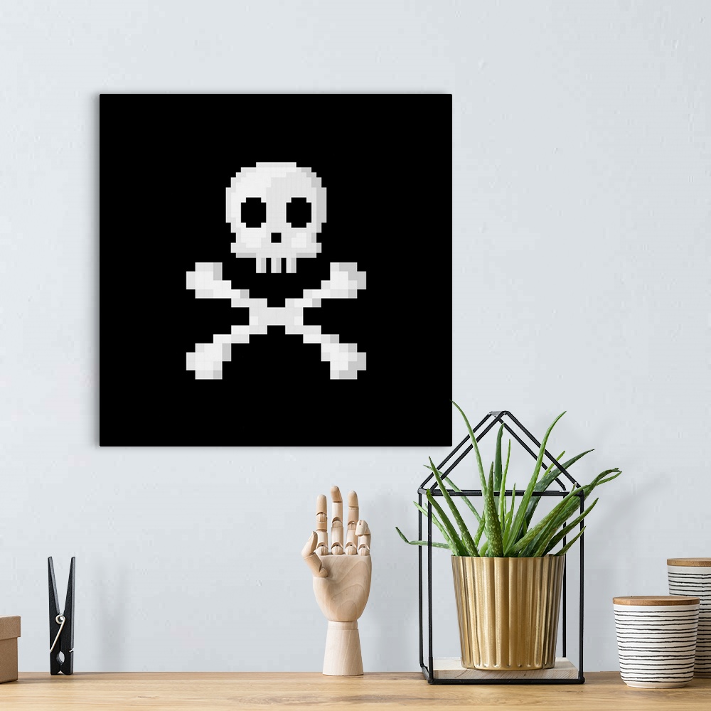 A bohemian room featuring Pixel Icon Of Skull And Crossbones