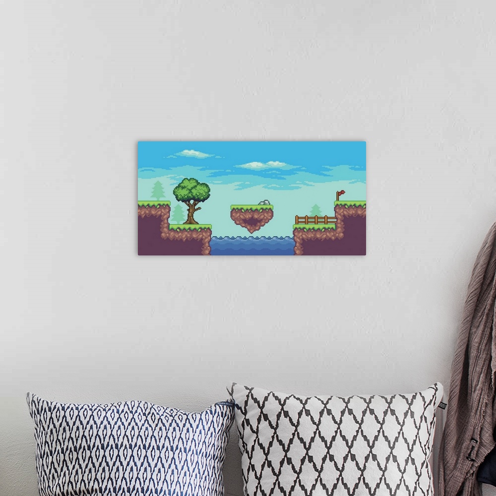 A bohemian room featuring Pixel Landscape I