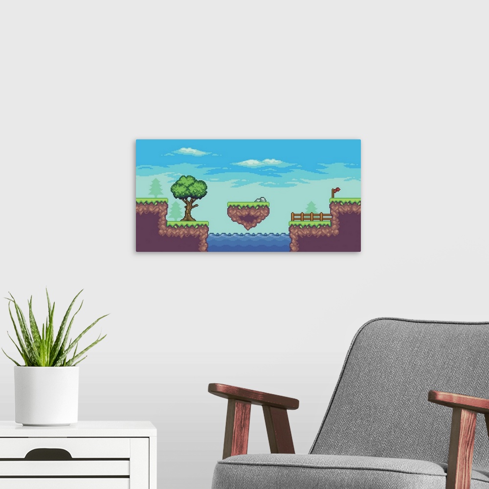 A modern room featuring Pixel Landscape I