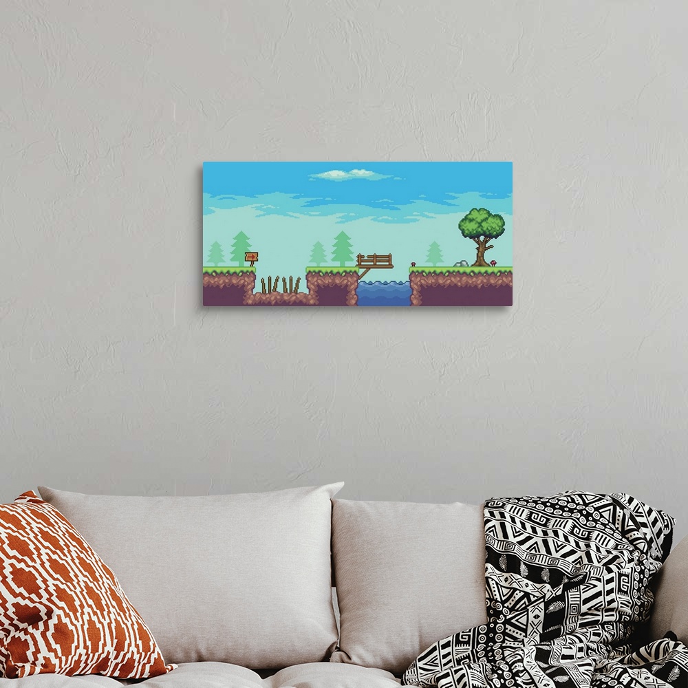 A bohemian room featuring Pixel Landscape II