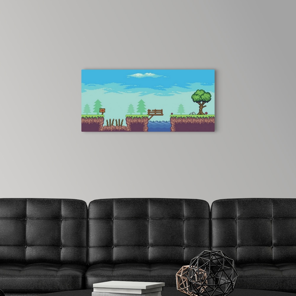 A modern room featuring Pixel Landscape II