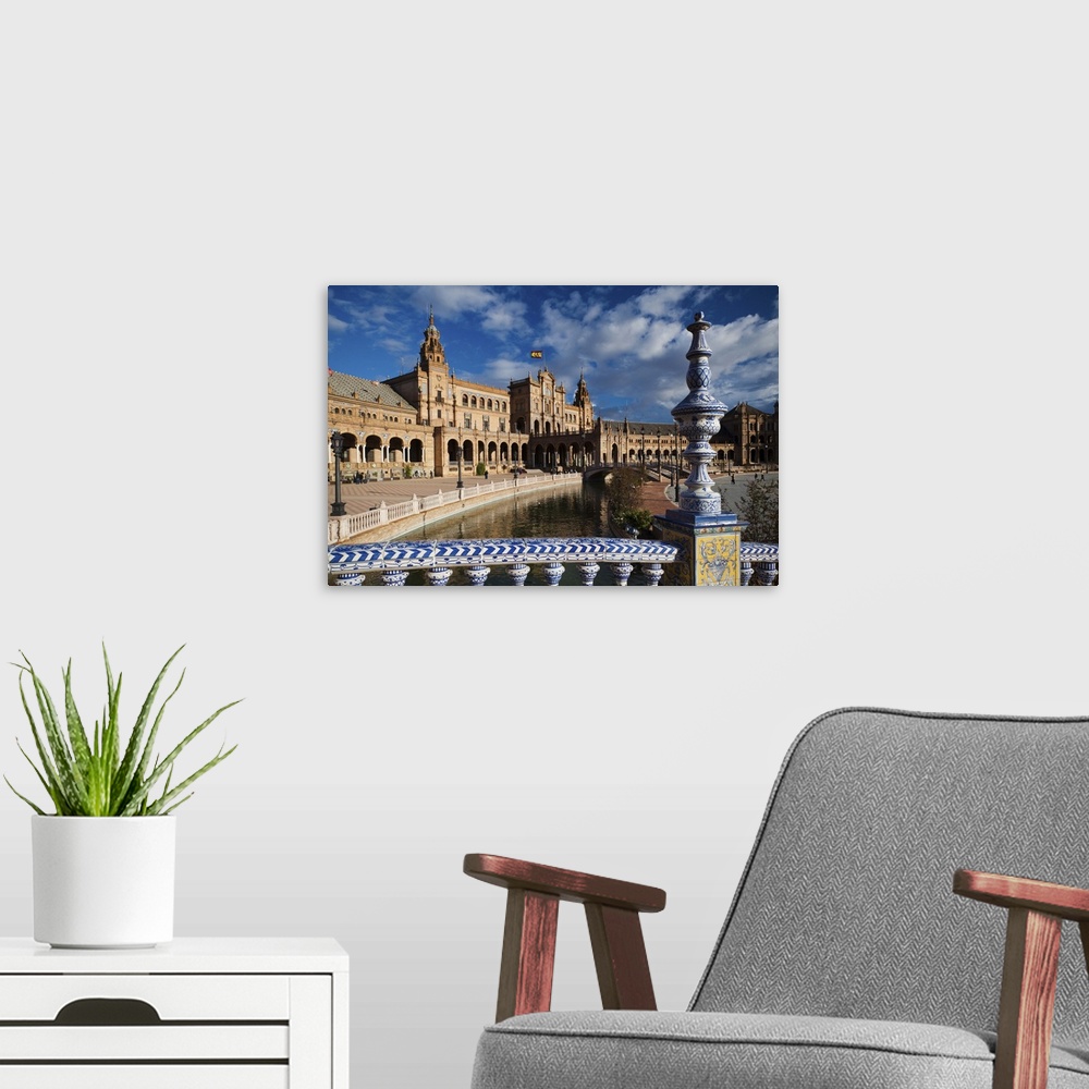 A modern room featuring Spain, Andalucia Region, Seville Province, Seville, buildings of the Plaza Espana
