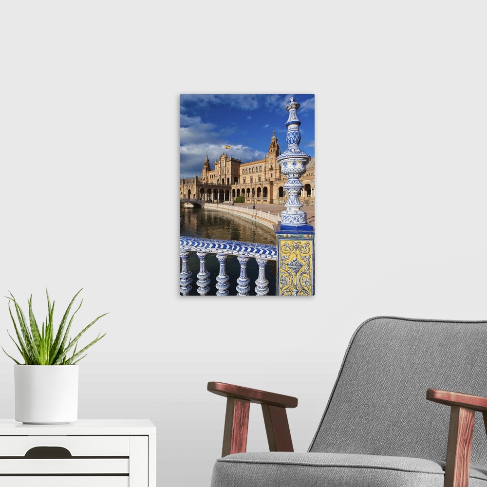 A modern room featuring Spain, Andalucia Region, Seville Province, Seville, buildings of the Plaza Espana