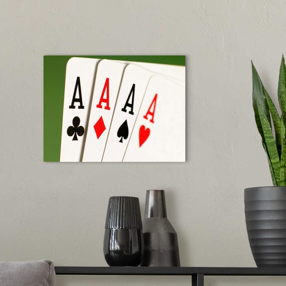 A modern room featuring Poker cards