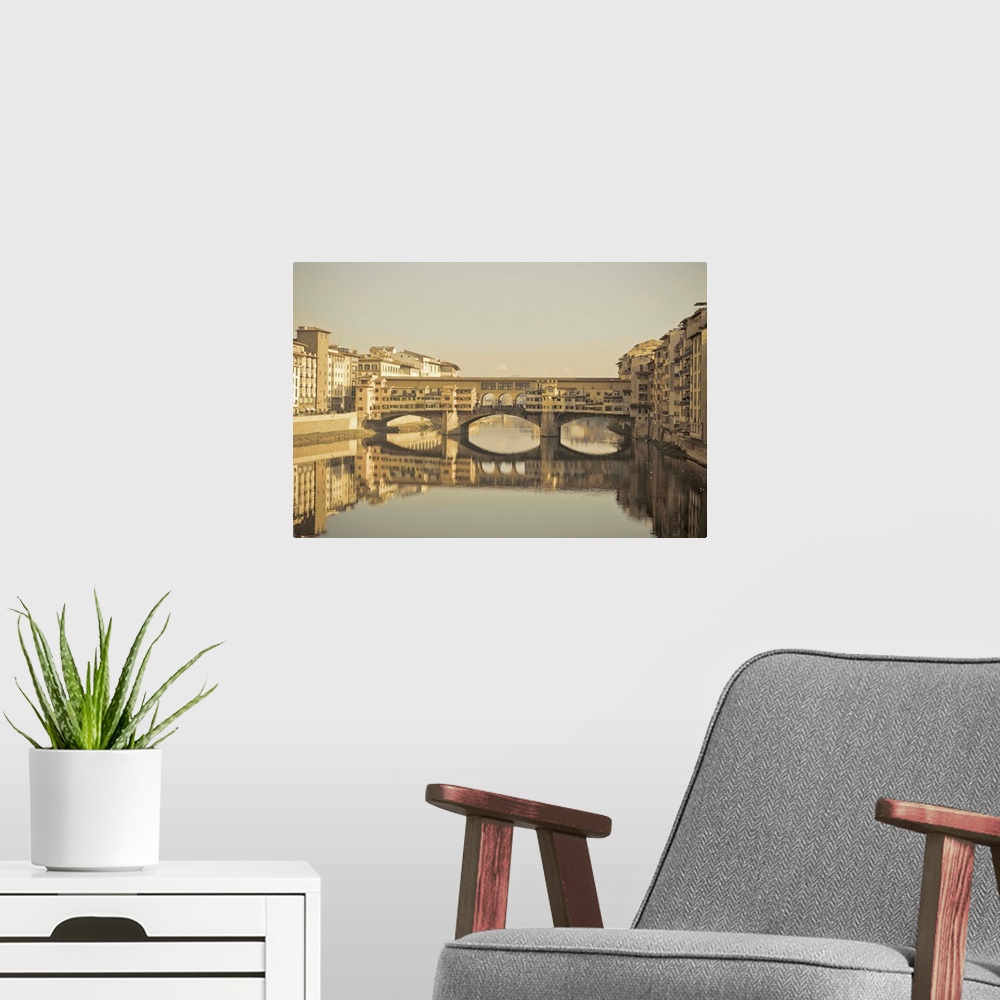 A modern room featuring Ponte Vecchio over Arno River, Florence, Italy.