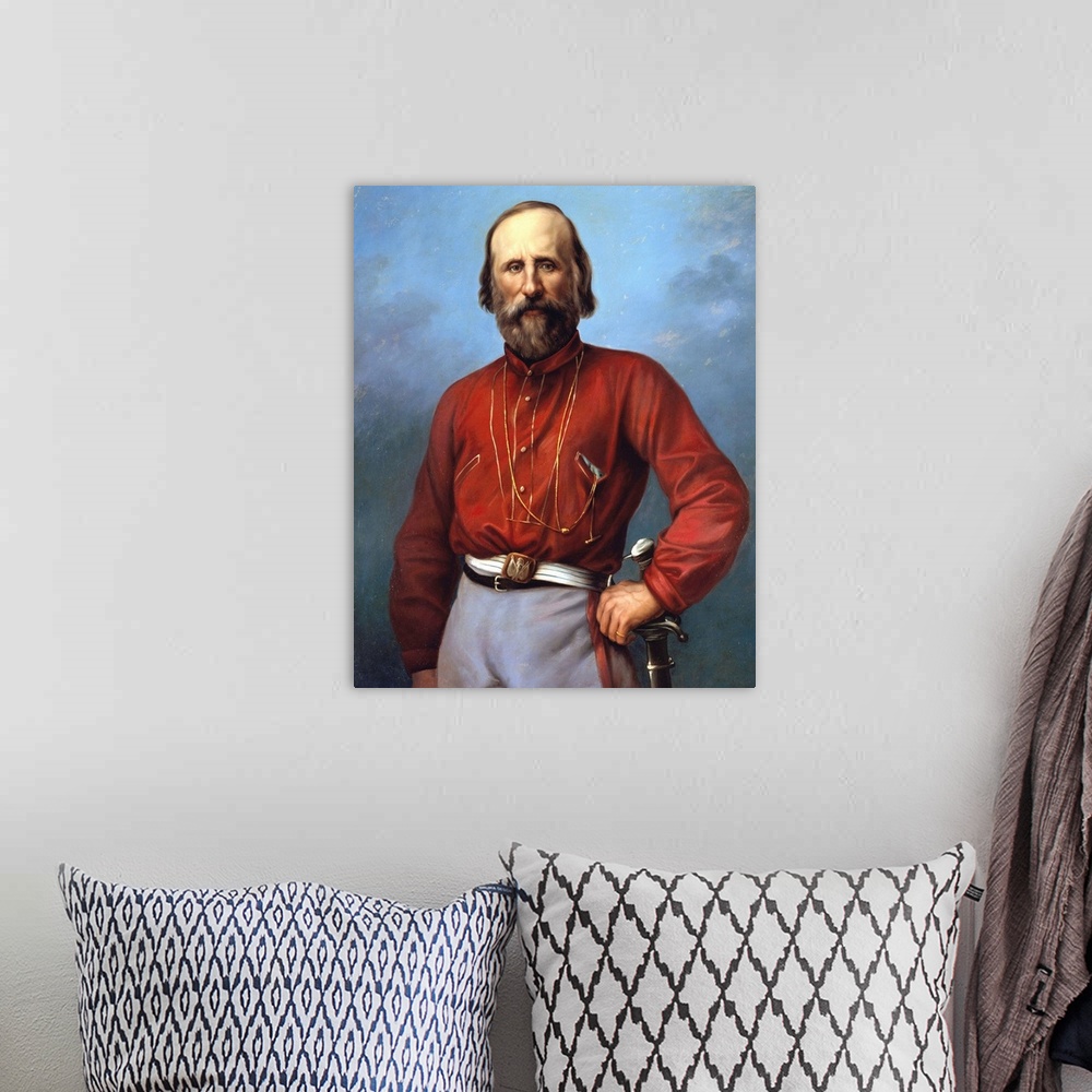 A bohemian room featuring Portrait of Giuseppe Garibaldi, Italian patriot and soldier of the Risorgimento - Anonymous paint...