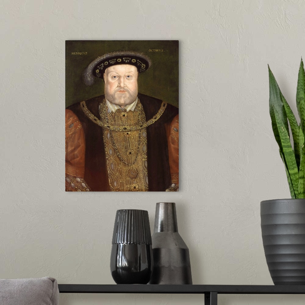 A modern room featuring Portrait by an unknown artist. Late 16th century. Oil on panel. 22 7/8 x 17 3/4 inches. Located i...