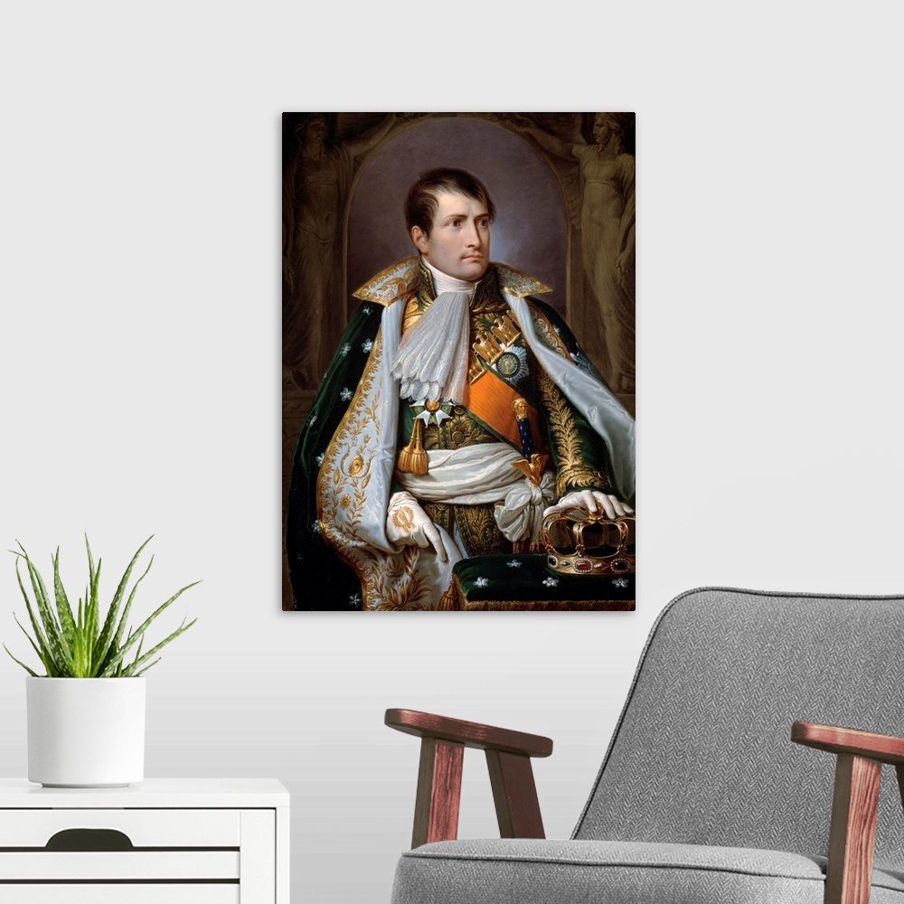 A modern room featuring Portrait of Napoleon I Bonaparte as King of Italy by Andrea Appiani 1807 99x73 cm Vienna, Kunsthi...