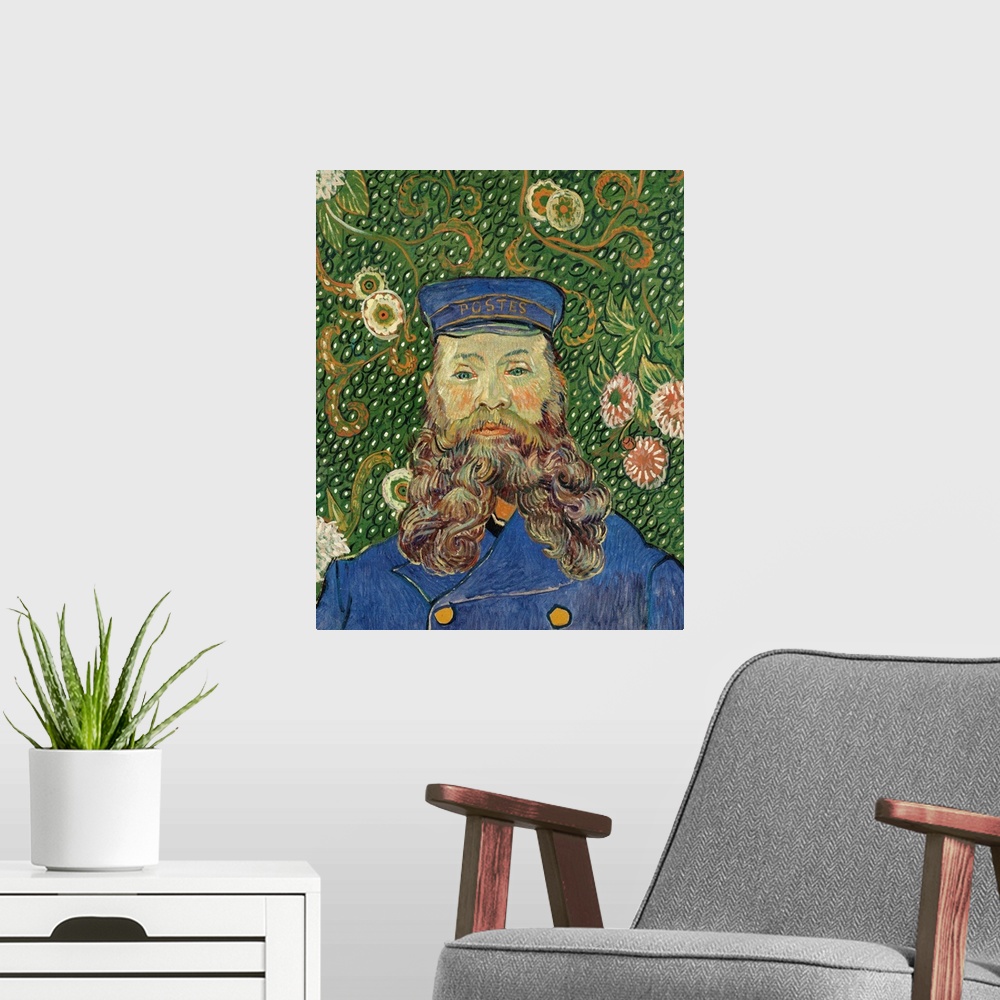 A modern room featuring Vincent van Gogh Portrait of Joseph Roulin Arles, early 1889 Oil on canvas 25 3/8 x 21 3/4 (64.4 ...