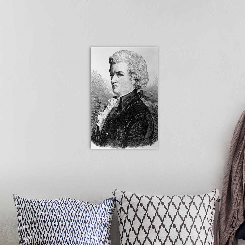 A bohemian room featuring Portrait of Wolfgang Amadeus Mozart