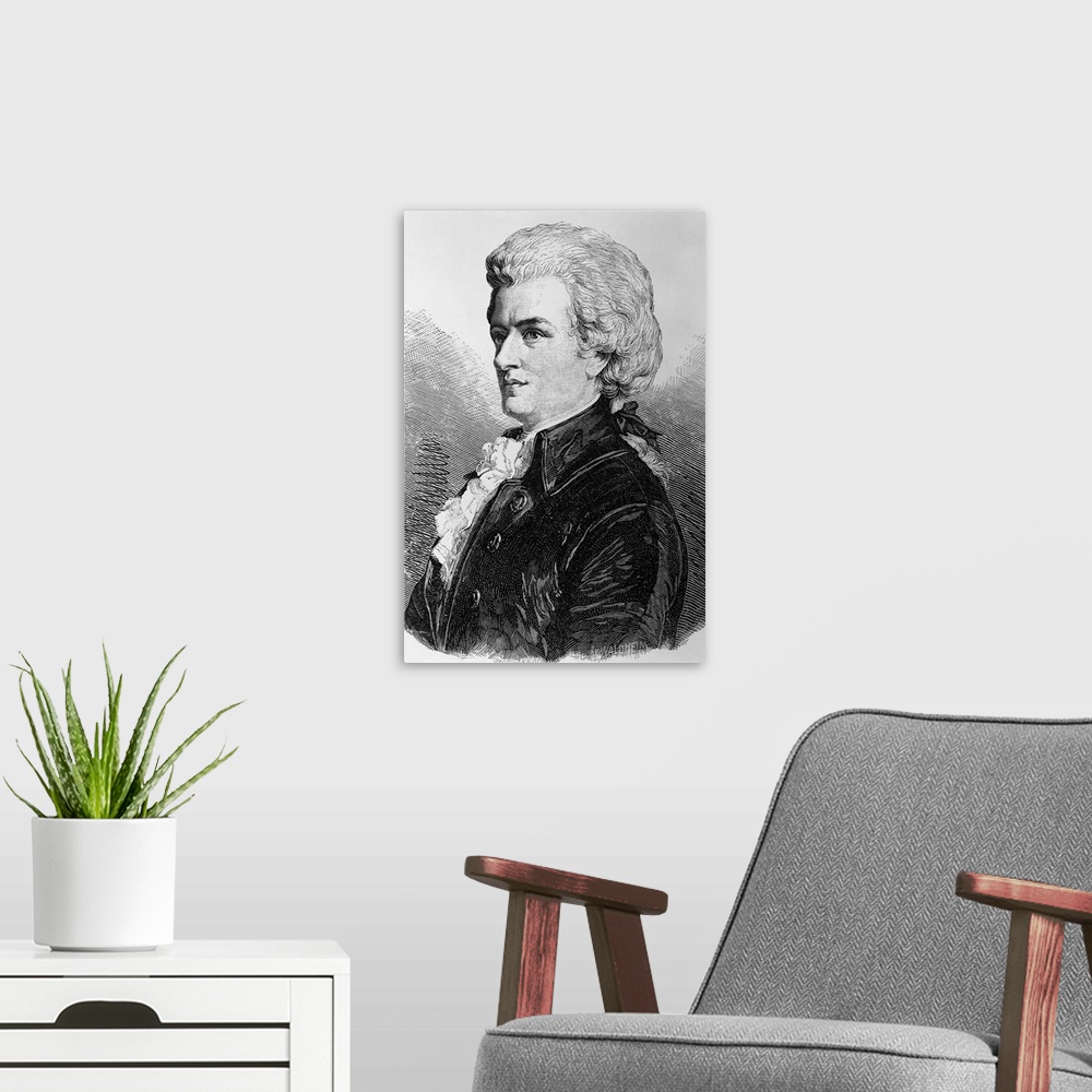 A modern room featuring Portrait of Wolfgang Amadeus Mozart