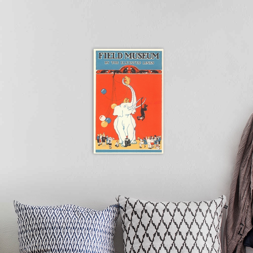 A bohemian room featuring Poster For Field Museum With Circus Elephant