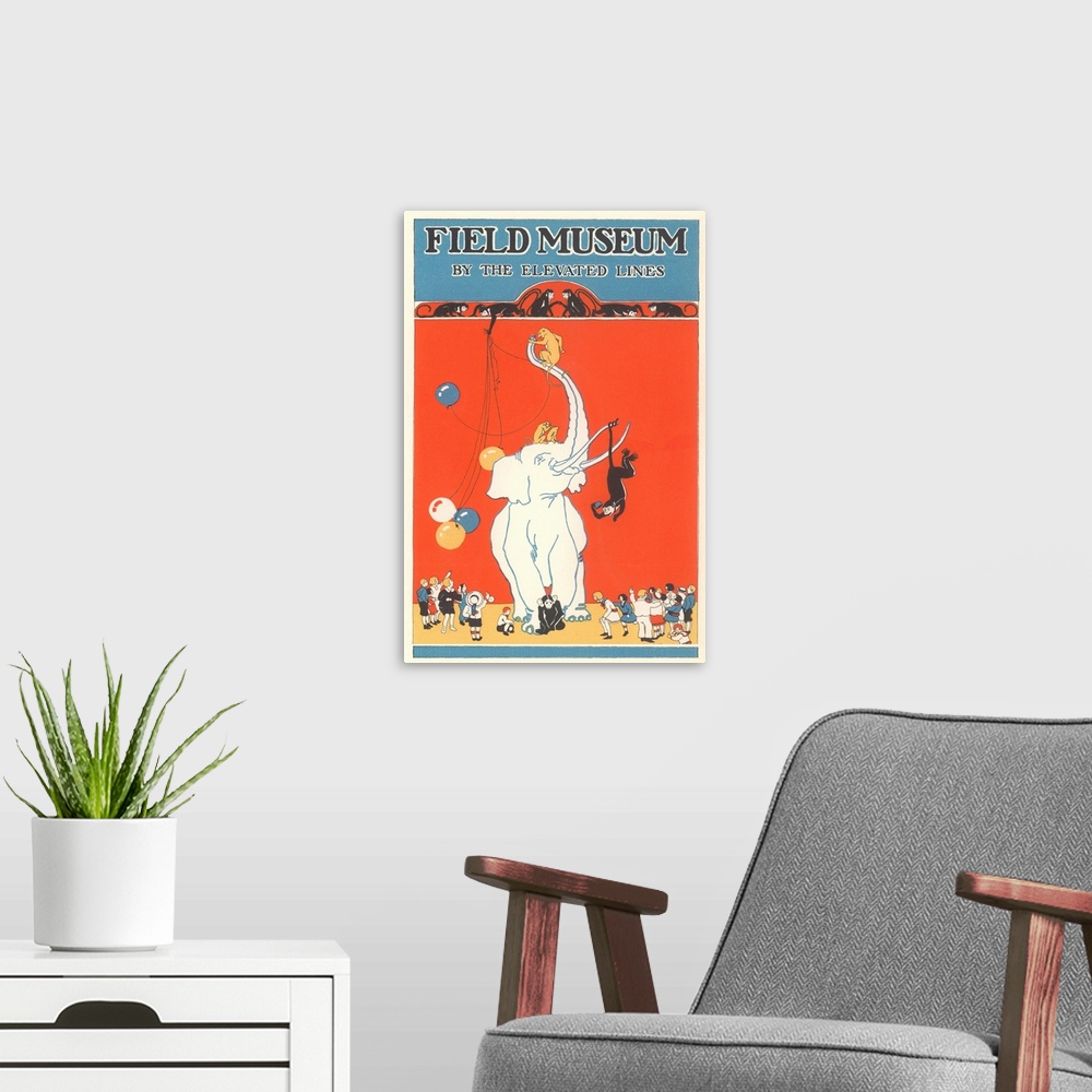 A modern room featuring Poster For Field Museum With Circus Elephant