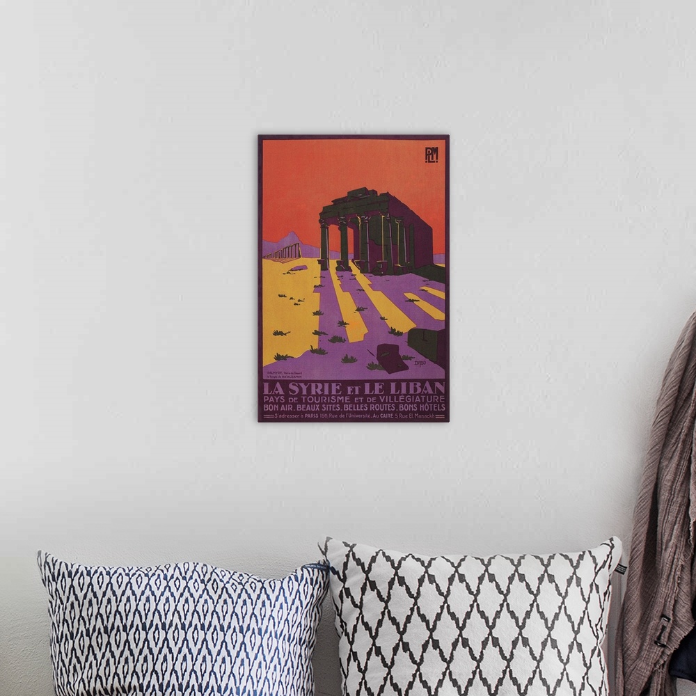A bohemian room featuring Poster for Syria and Lebanon