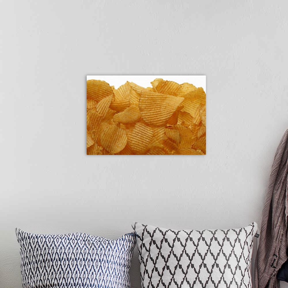 A bohemian room featuring Potato crisps on white background, DFF image