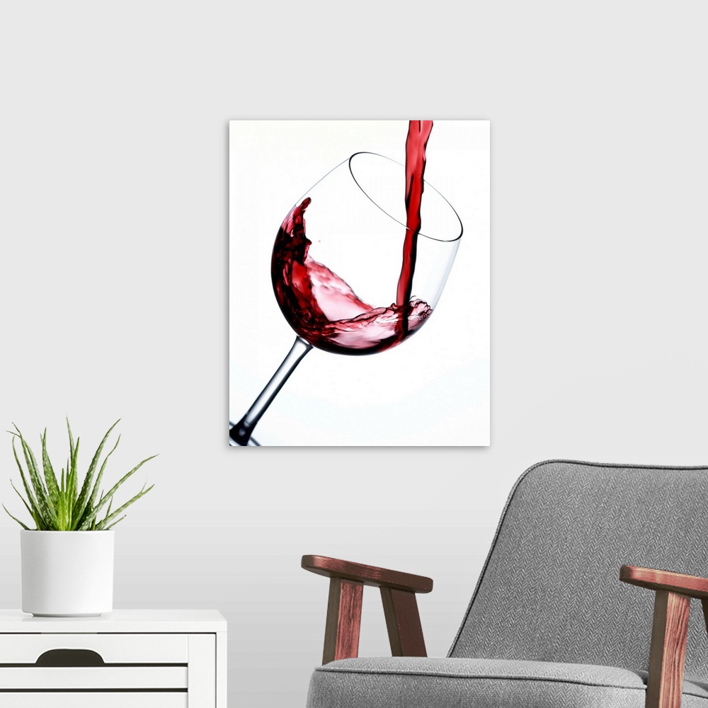 A modern room featuring Pouring Red Wine Into Wine Glass