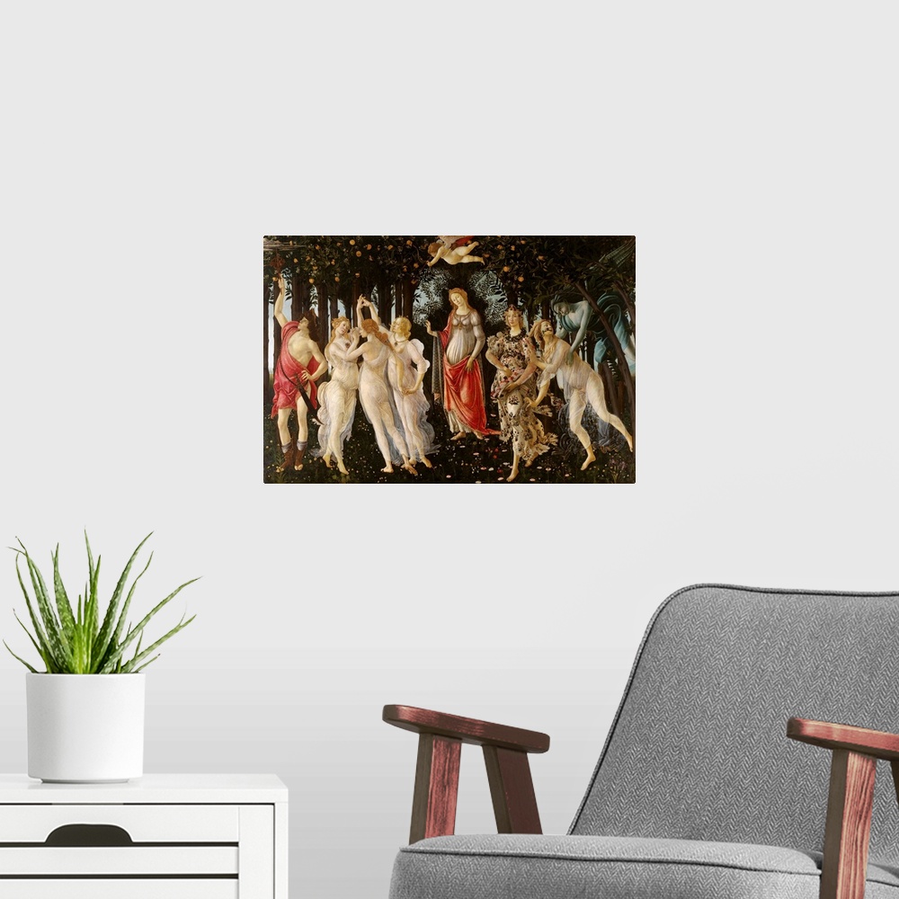 A modern room featuring Primavera By Sandro Botticelli