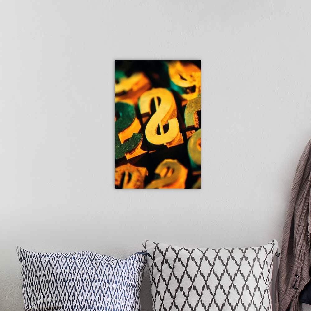 A bohemian room featuring Printers blocks of dollar sign