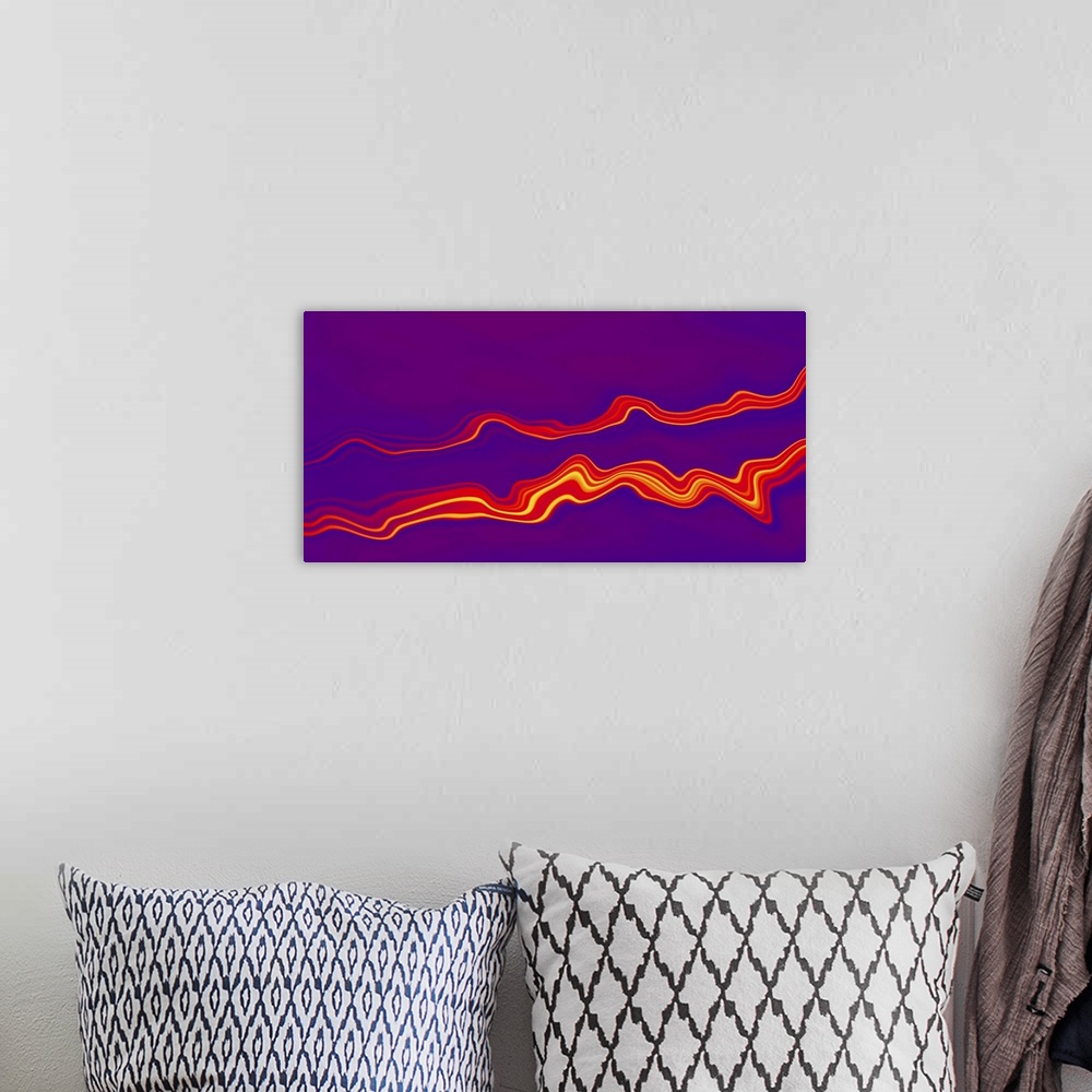 A bohemian room featuring Purple and red abstract waves