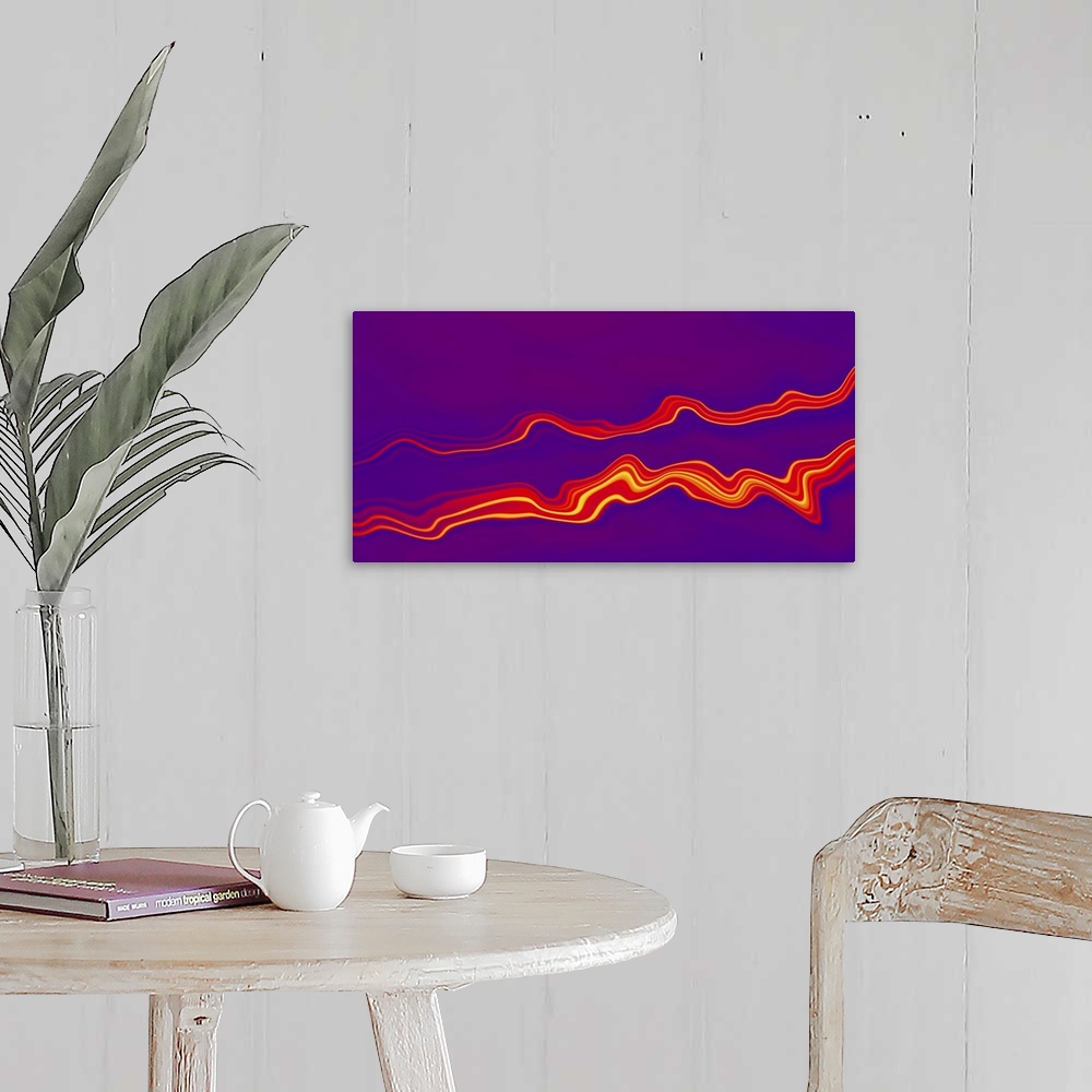 A farmhouse room featuring Purple and red abstract waves