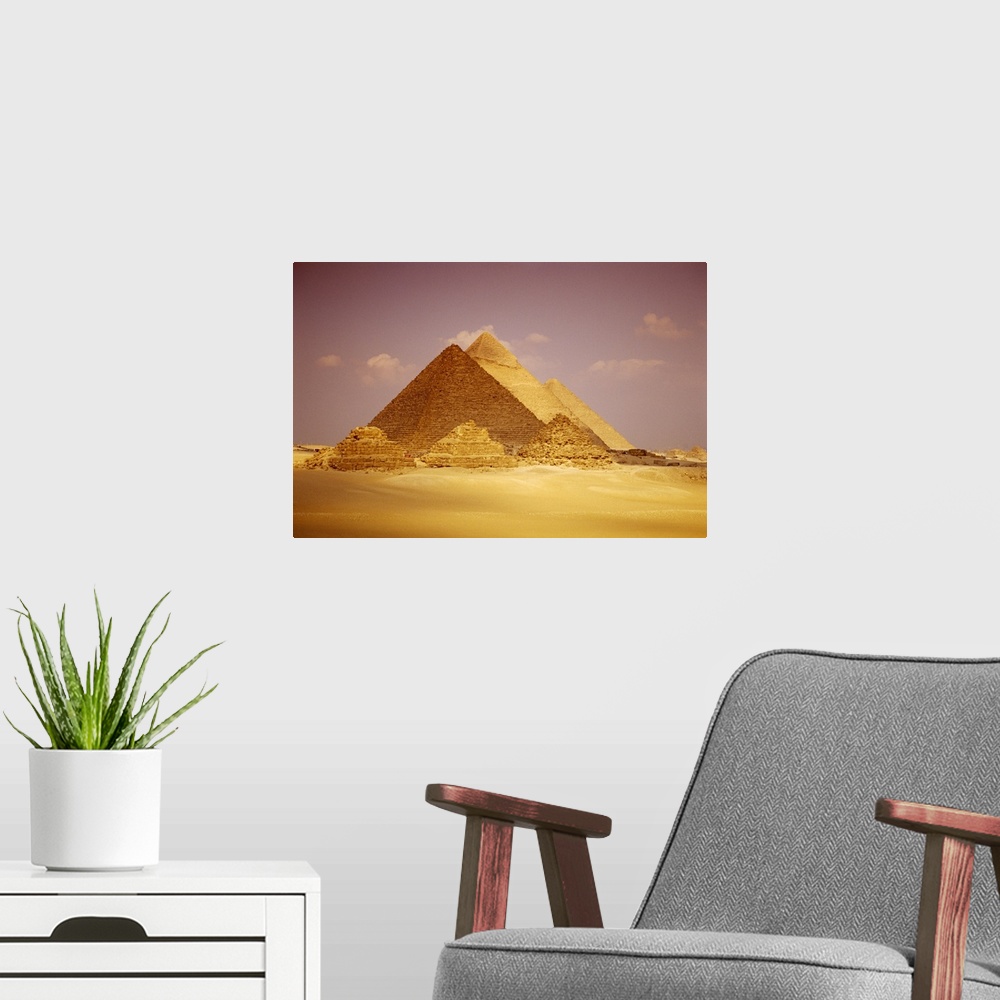 A modern room featuring Pyramids of Giza, Egypt