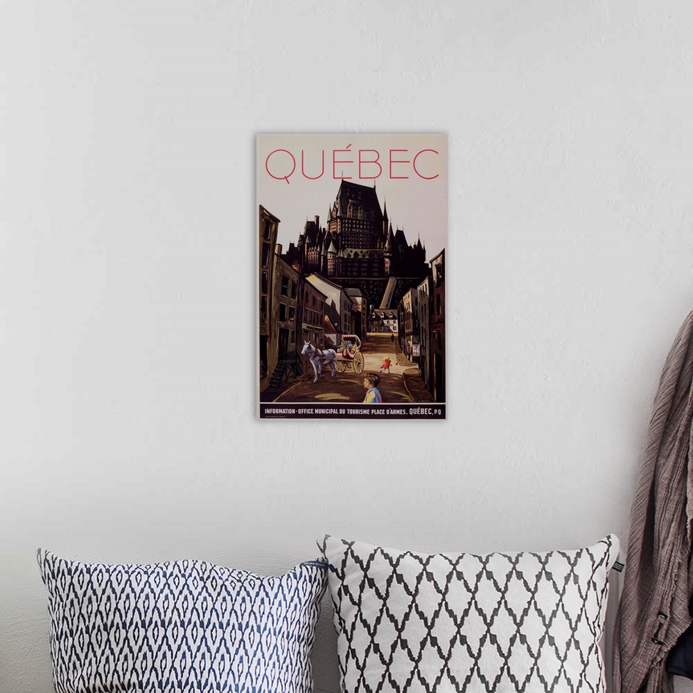 A bohemian room featuring Quebec Travel Poster