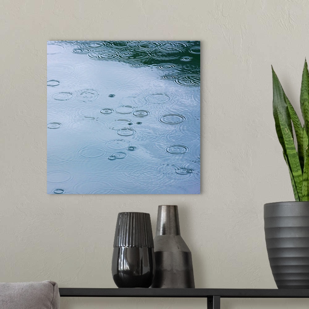 A modern room featuring Rain drops and water ripples