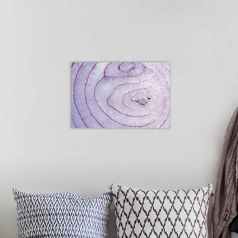 A bohemian room featuring Red onion cut in half