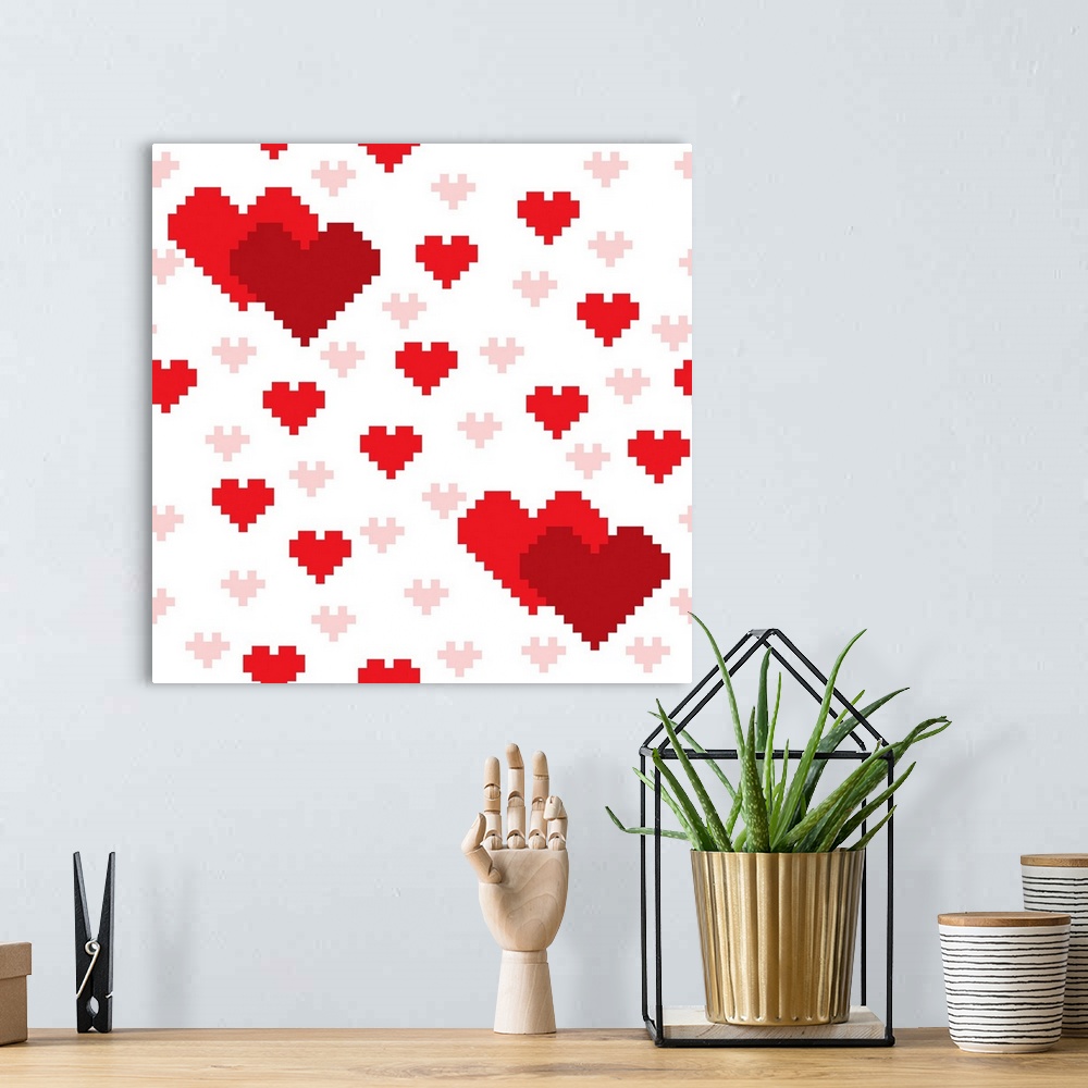 A bohemian room featuring Red Pixel Hearts