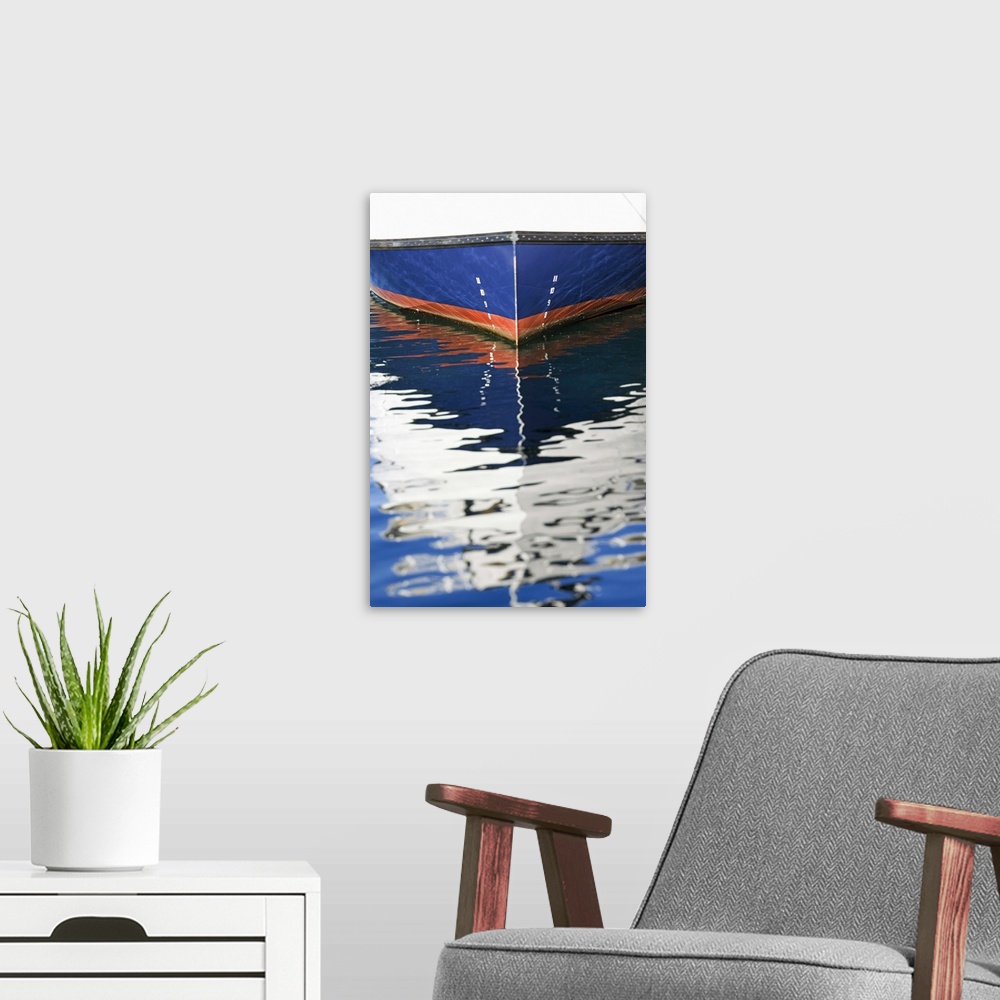 A modern room featuring Reflection of boat in water