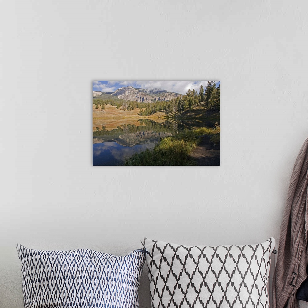 A bohemian room featuring Reflection on Trout Lake in Yellowstone National Park.
