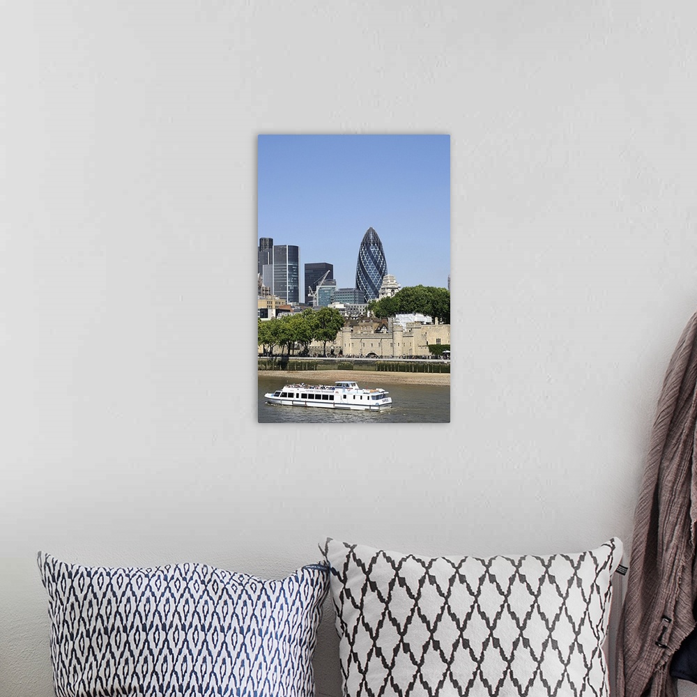 A bohemian room featuring River Thames and London skyline, U.K