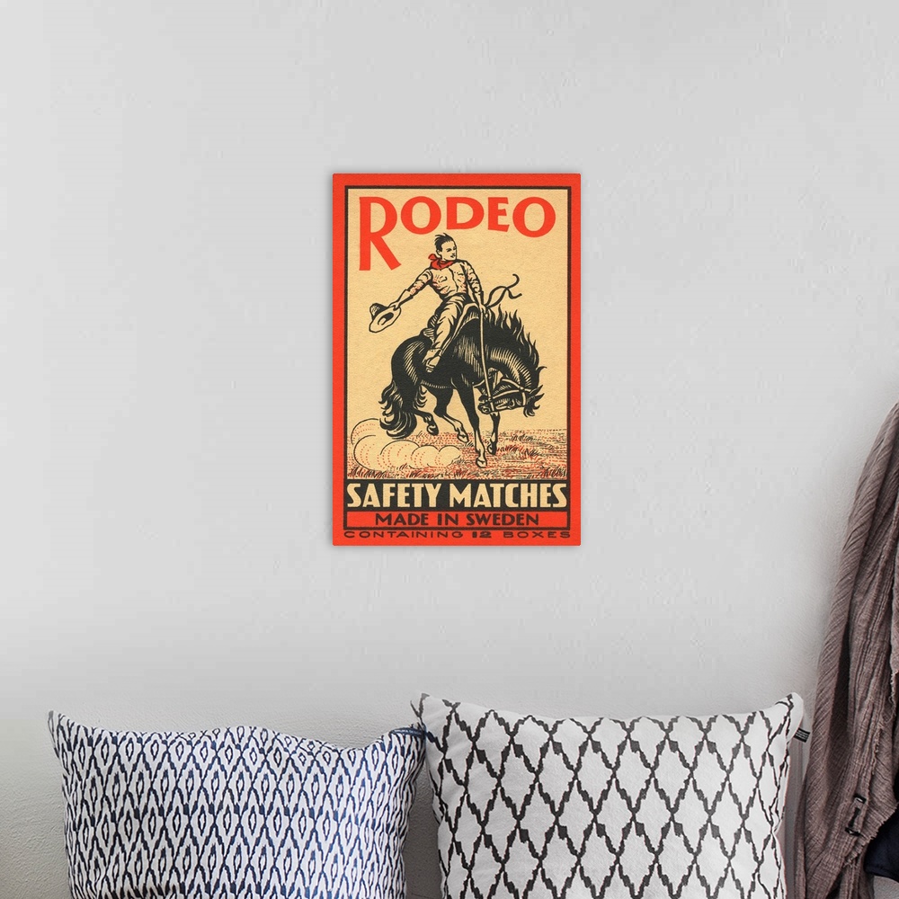 A bohemian room featuring Rodeo Safety Matches Illustration