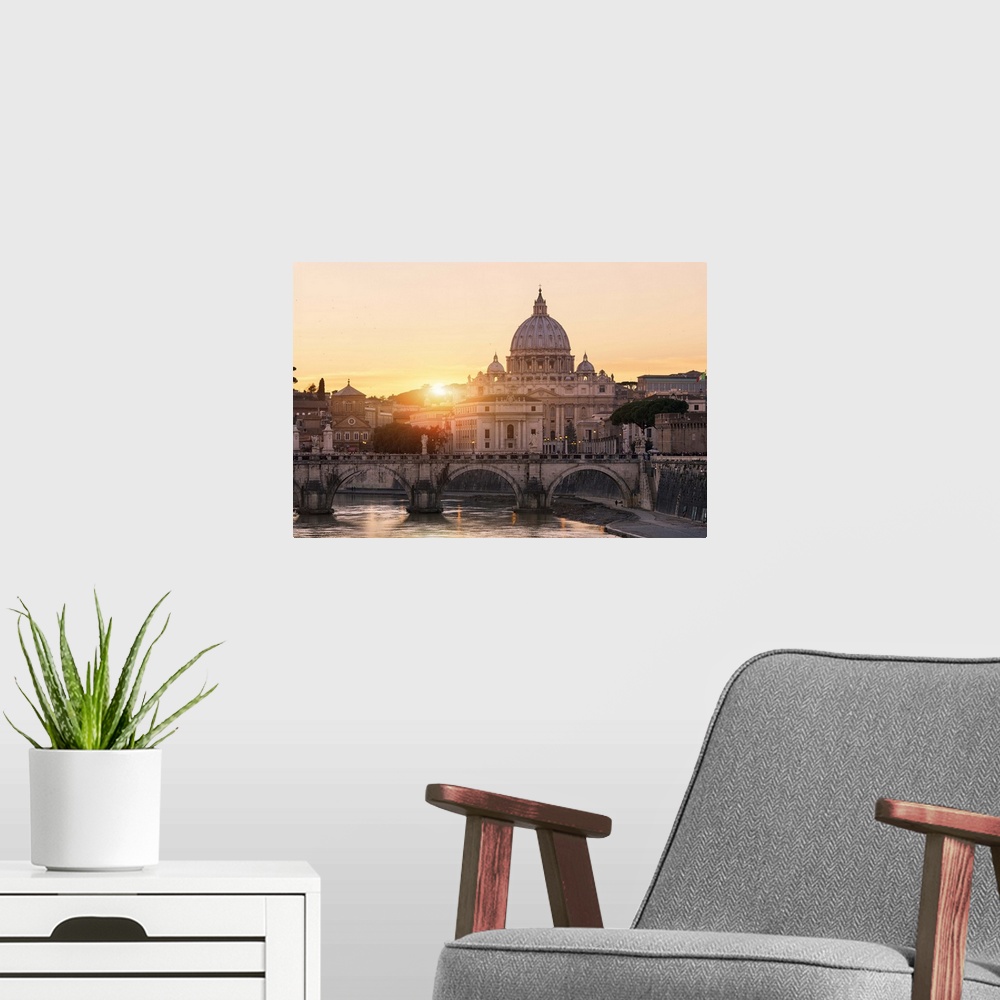 A modern room featuring Rome, St. Peter's Basilica  at Sunset