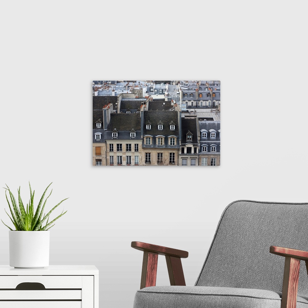 A modern room featuring Roofs and buildings in headquarter Chatelet les Halles, Paris.