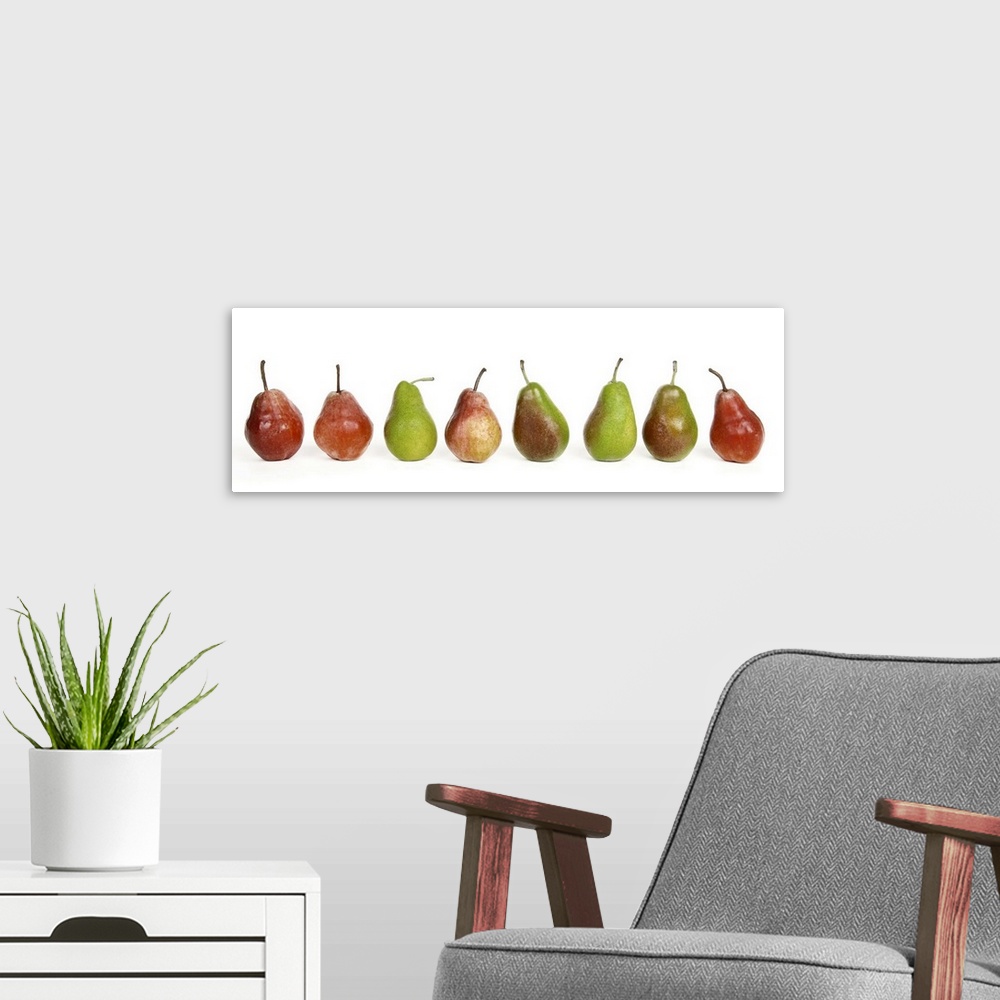 A modern room featuring studio shot, close up, healthy eating, in a row,  white background