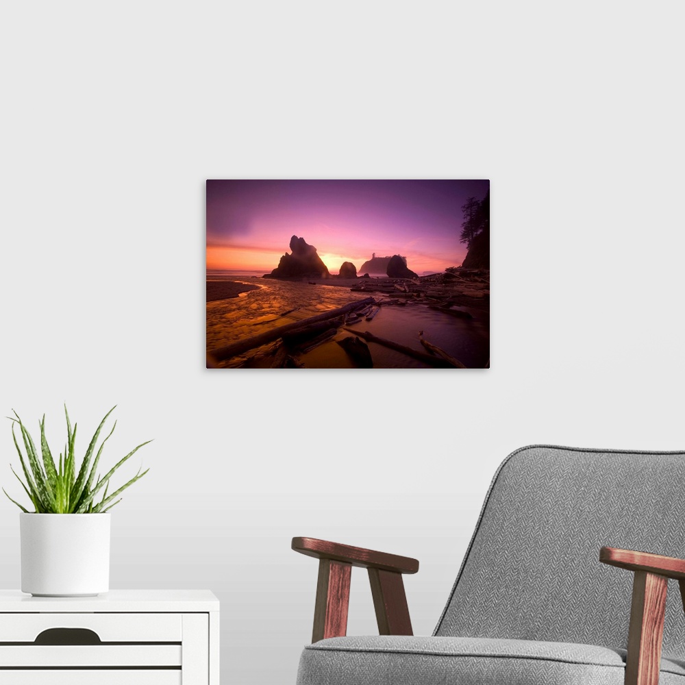 A modern room featuring Ruby Beach In Olympic National Park At Sunset