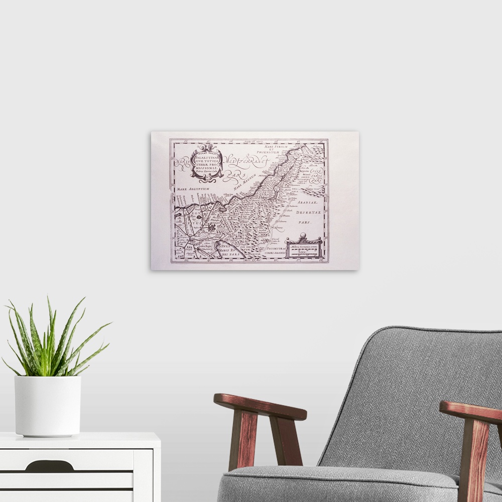 A modern room featuring Sacred Map of Palestine, The Promised Land