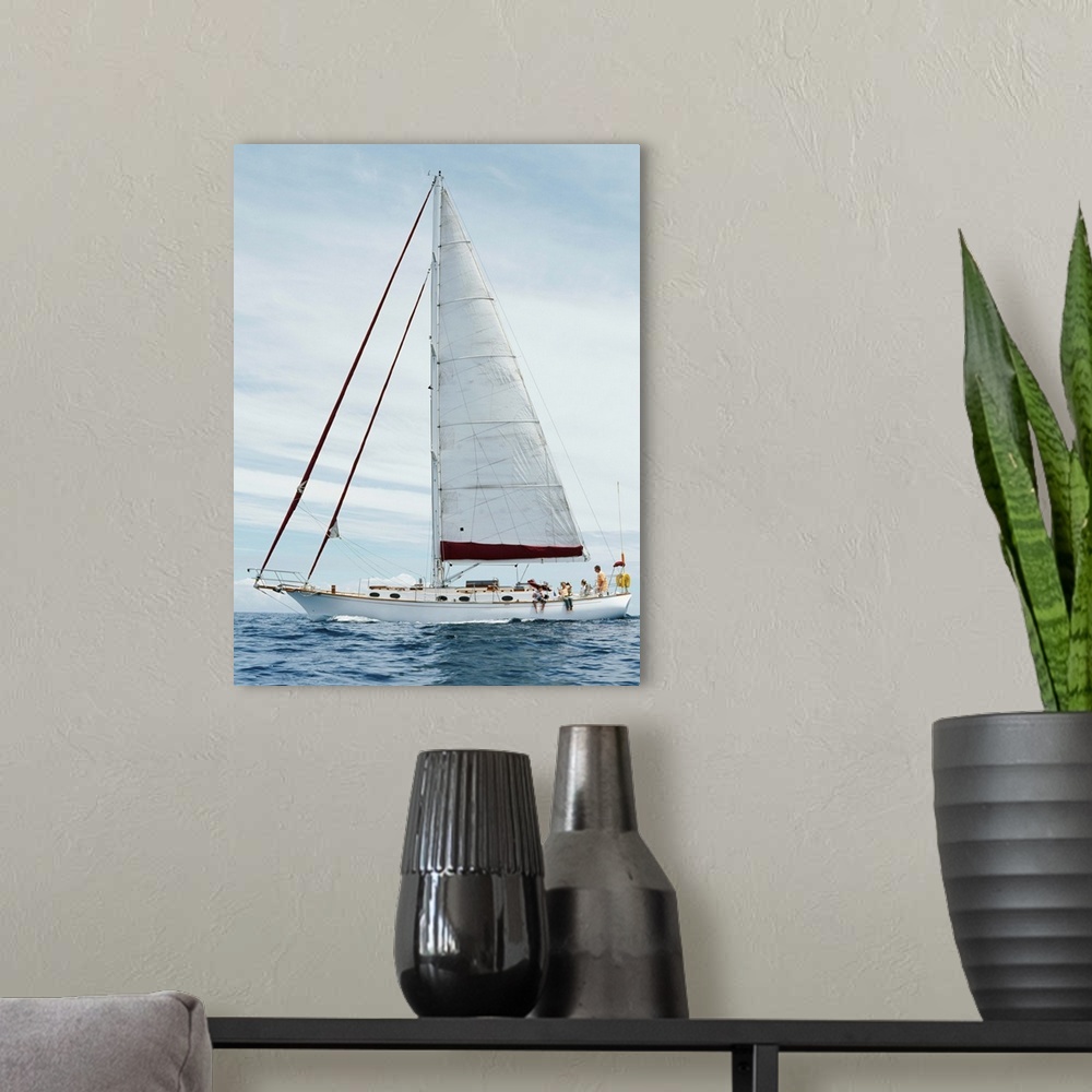 A modern room featuring Sailboat on water