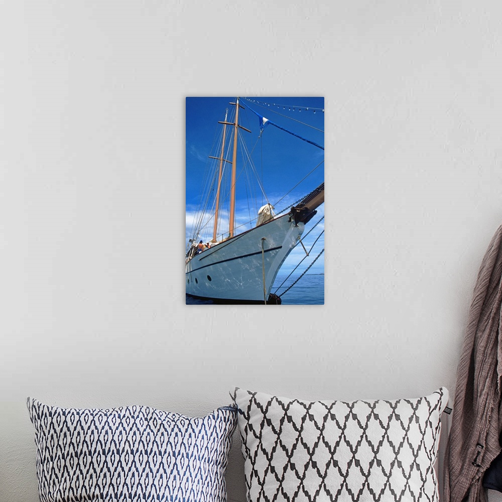 A bohemian room featuring sailing boat