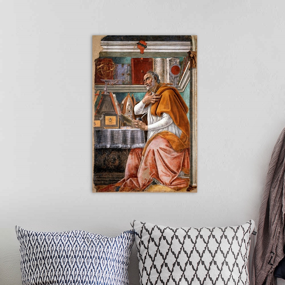 A bohemian room featuring Saint Augustine (354-430) in His Study - Painting by Sandro Botticelli (1445-1510), fresco, ca. 1...